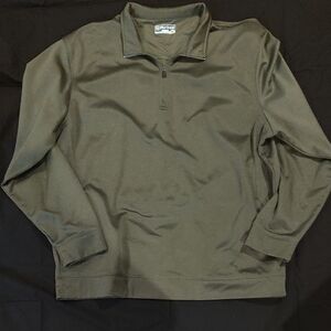 Men's Olive Green Pro Tour 1/4 Zip Neck Long Sleeve Shirt Cool Play